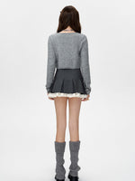 Color Block Pleated High-Waisted Skirt
