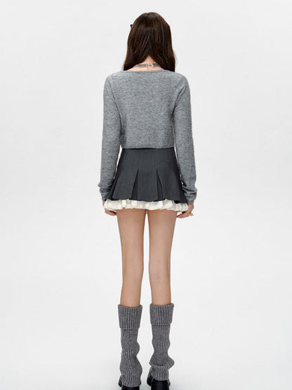 Color Block Pleated High-Waisted Skirt