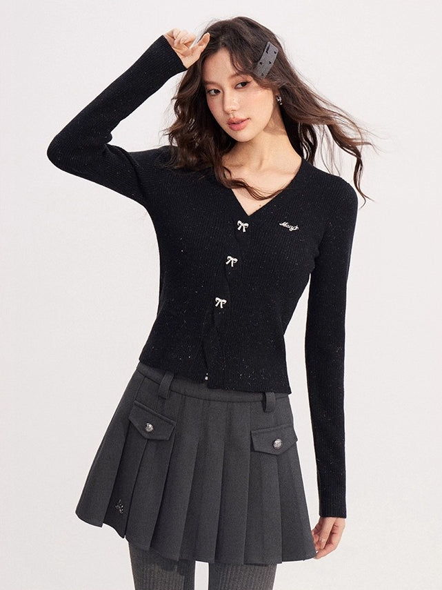 V-neck Shiny Yarn Knit Base Layer