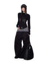 Plaid Drawstring Wide Leg Pants