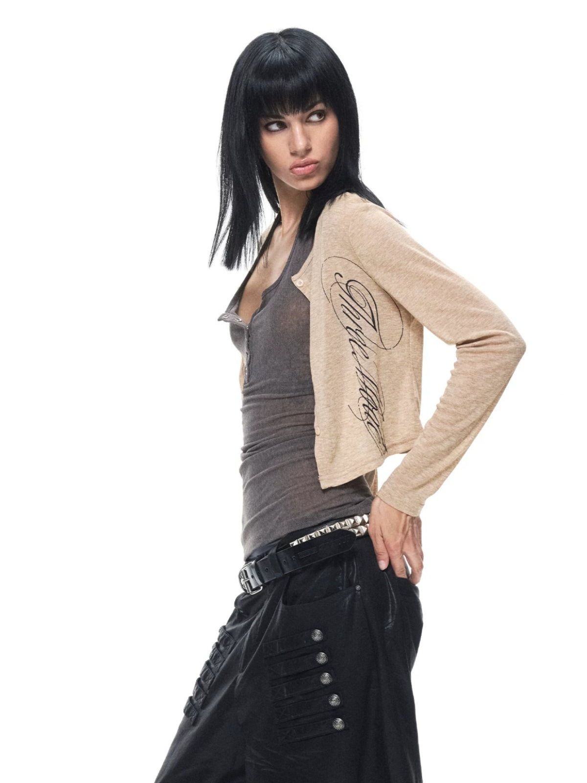 Vintage Graphic Cropped Cardigan