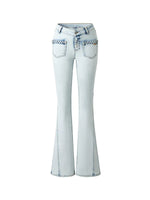Blue Braided Flare Jeans