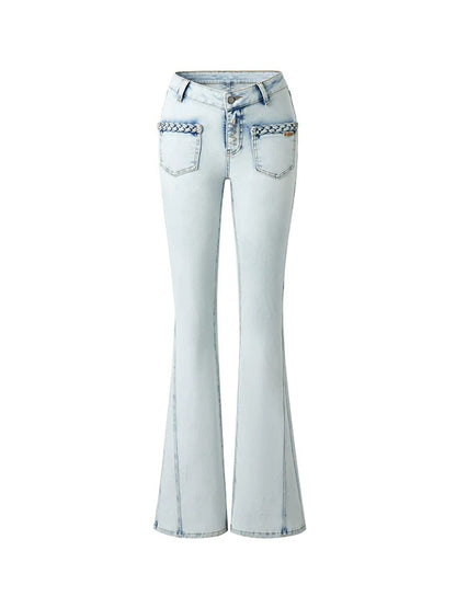 Blue Braided Flare Jeans