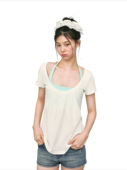 Layered U-Neck Top Set