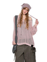 Striped Lace-Up Henley Top