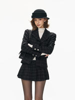 Vintage Plaid Wool Jacket & Skirt Set