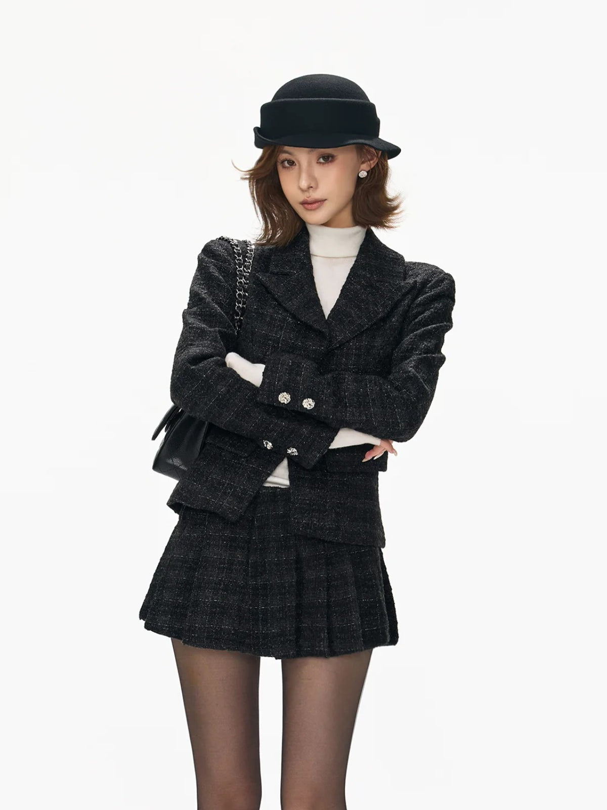 Vintage Plaid Wool Jacket &amp; Skirt Set