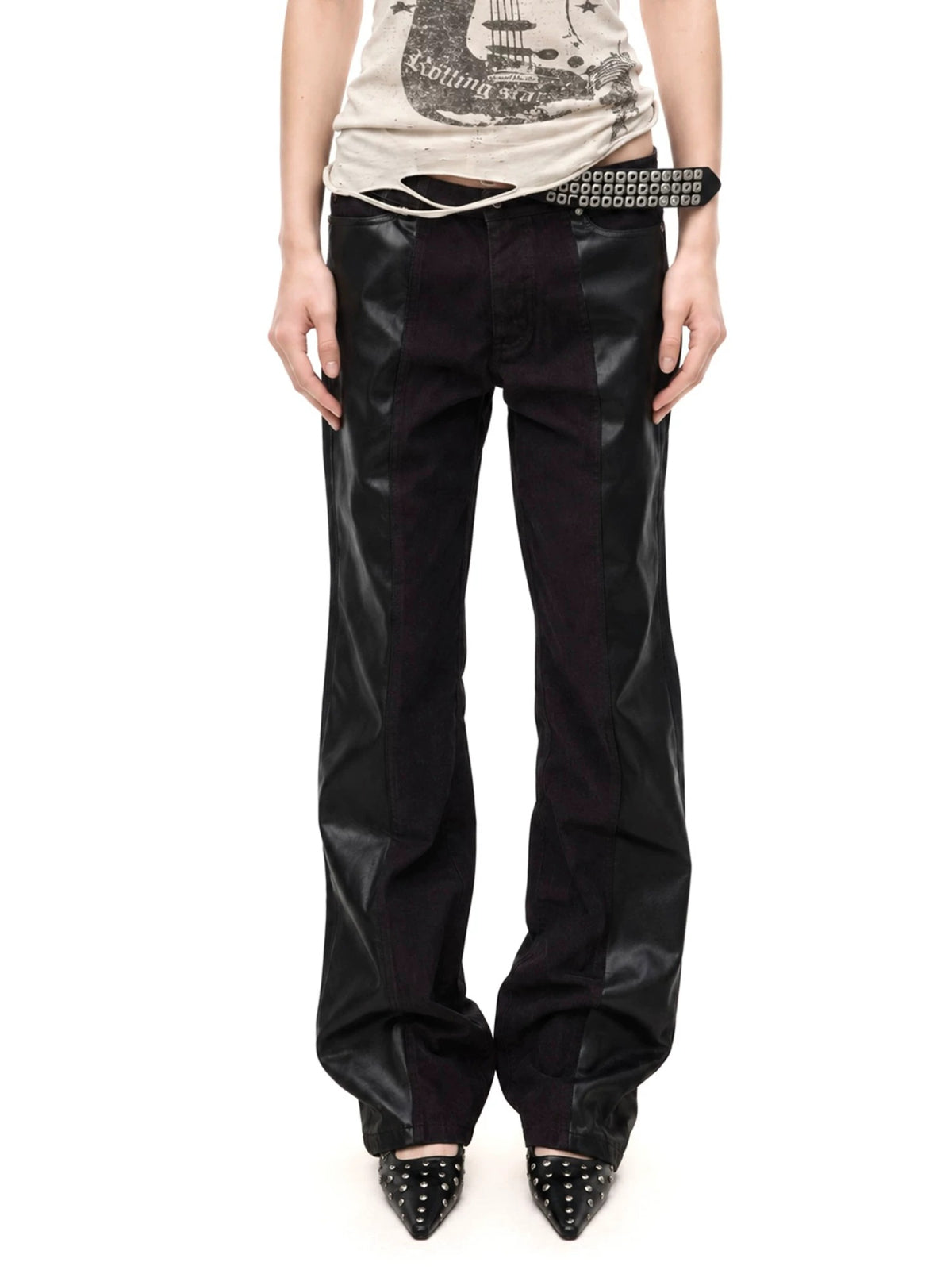 Black Stacked Street Trousers