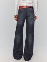 Black-Blue Low-Waist Flared & Bell-Bottom Pants Pants