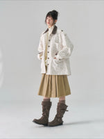Khaki Washed Cargo Skirt