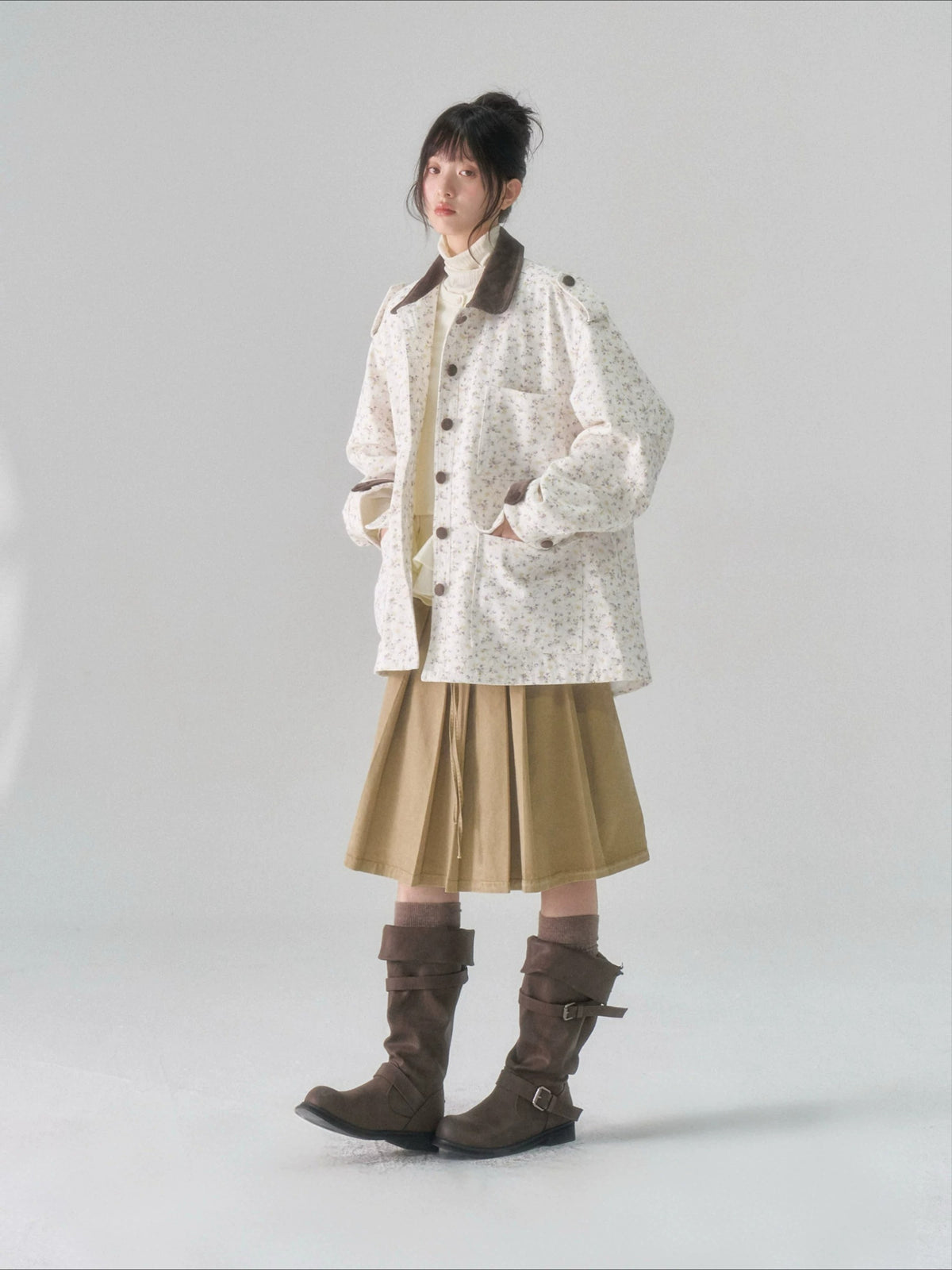 Khaki Washed Cargo Skirt