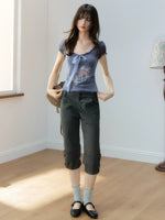 Retro Button Capri Pants