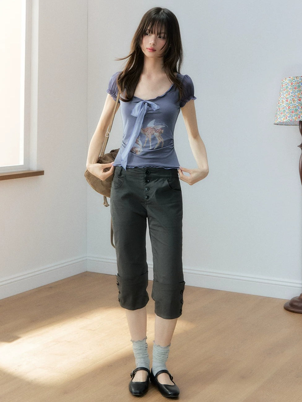 Retro Button Capri Pants
