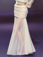 Pleated Mesh Maxi Skirt