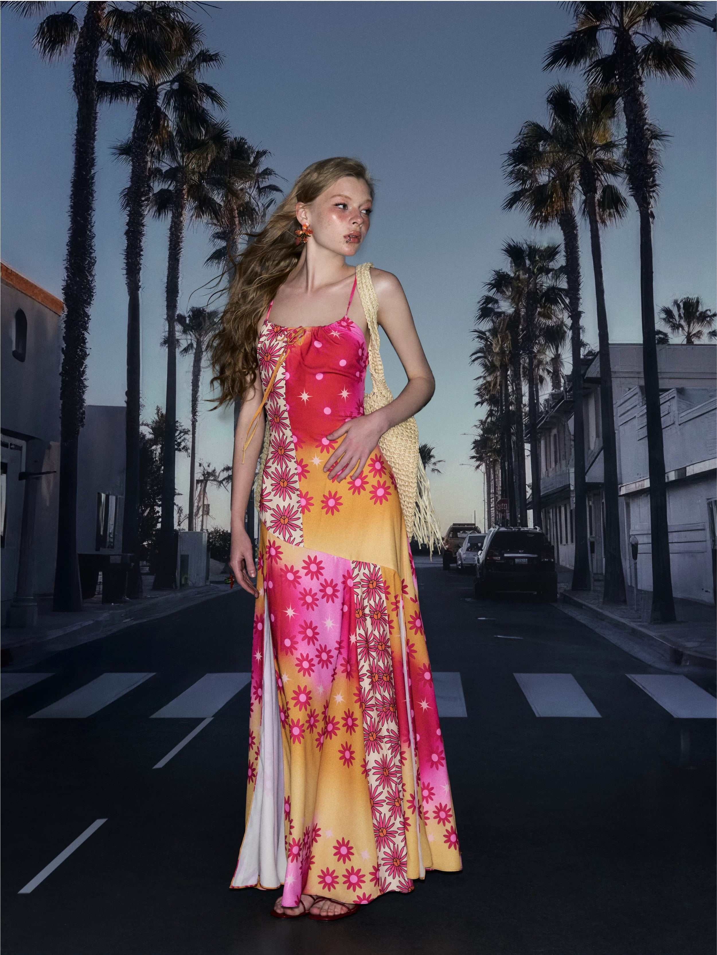 Summer Print Slit Maxi Dress