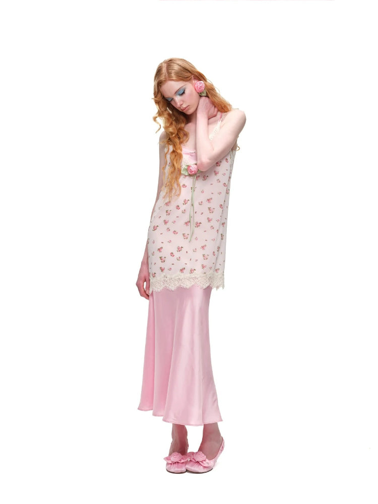 Layered Lace Chiffon Dress