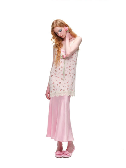 Layered Lace Chiffon Dress