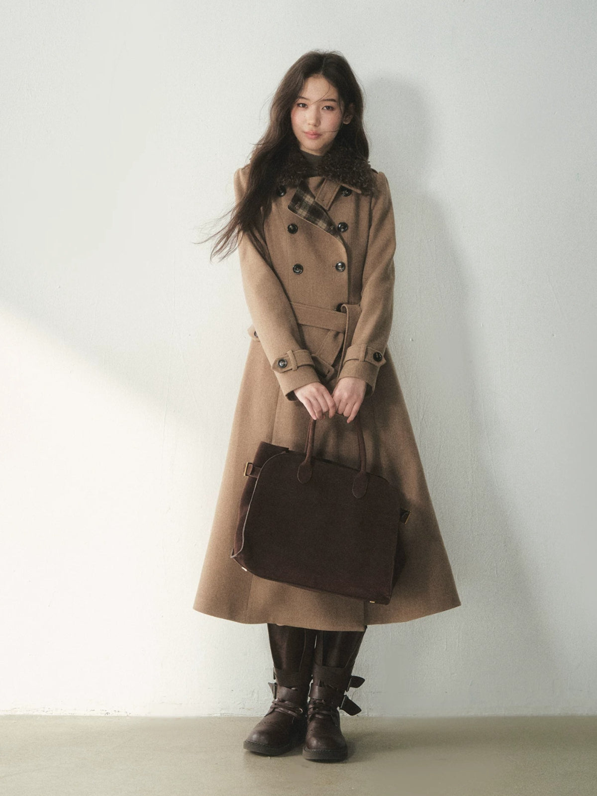 Vintage Double-Breasted Wool Trench Coat