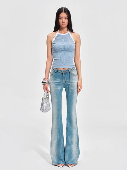 Mid-Rise Stretch Flared Jeans