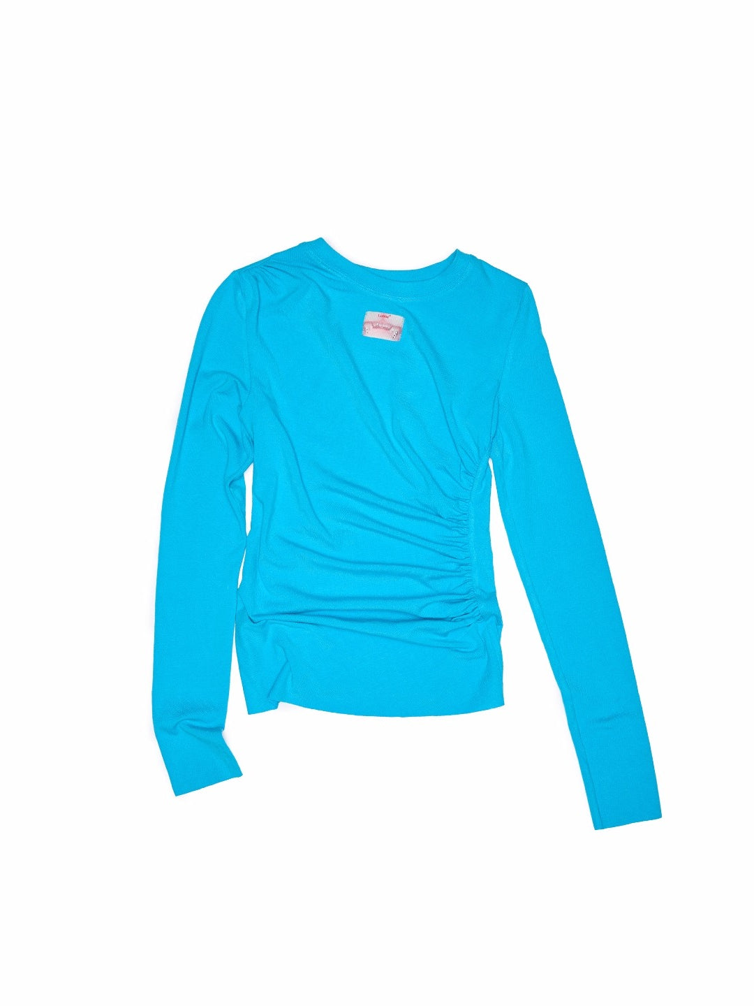 Ruched Crewneck Long-Sleeve Blouse