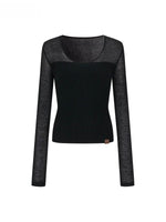 Sheer Mesh Layered Knit Top