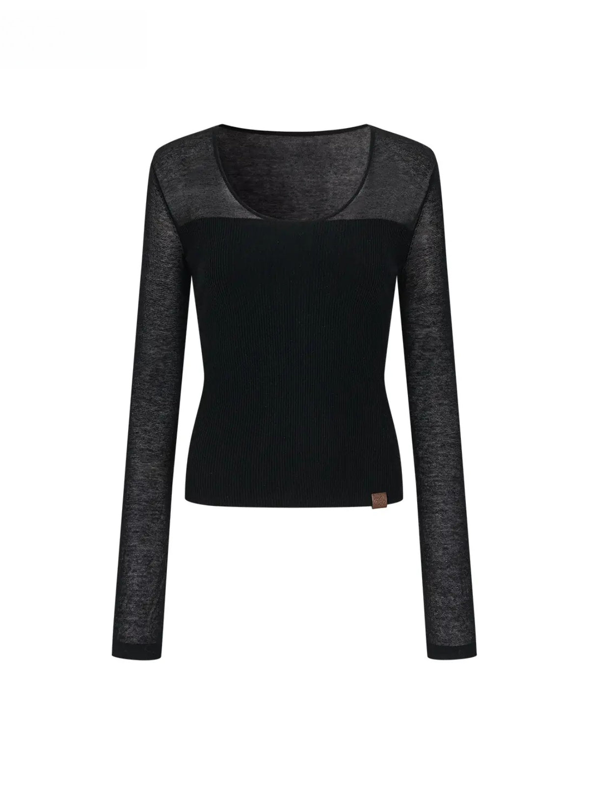 Sheer Mesh Layered Knit Top