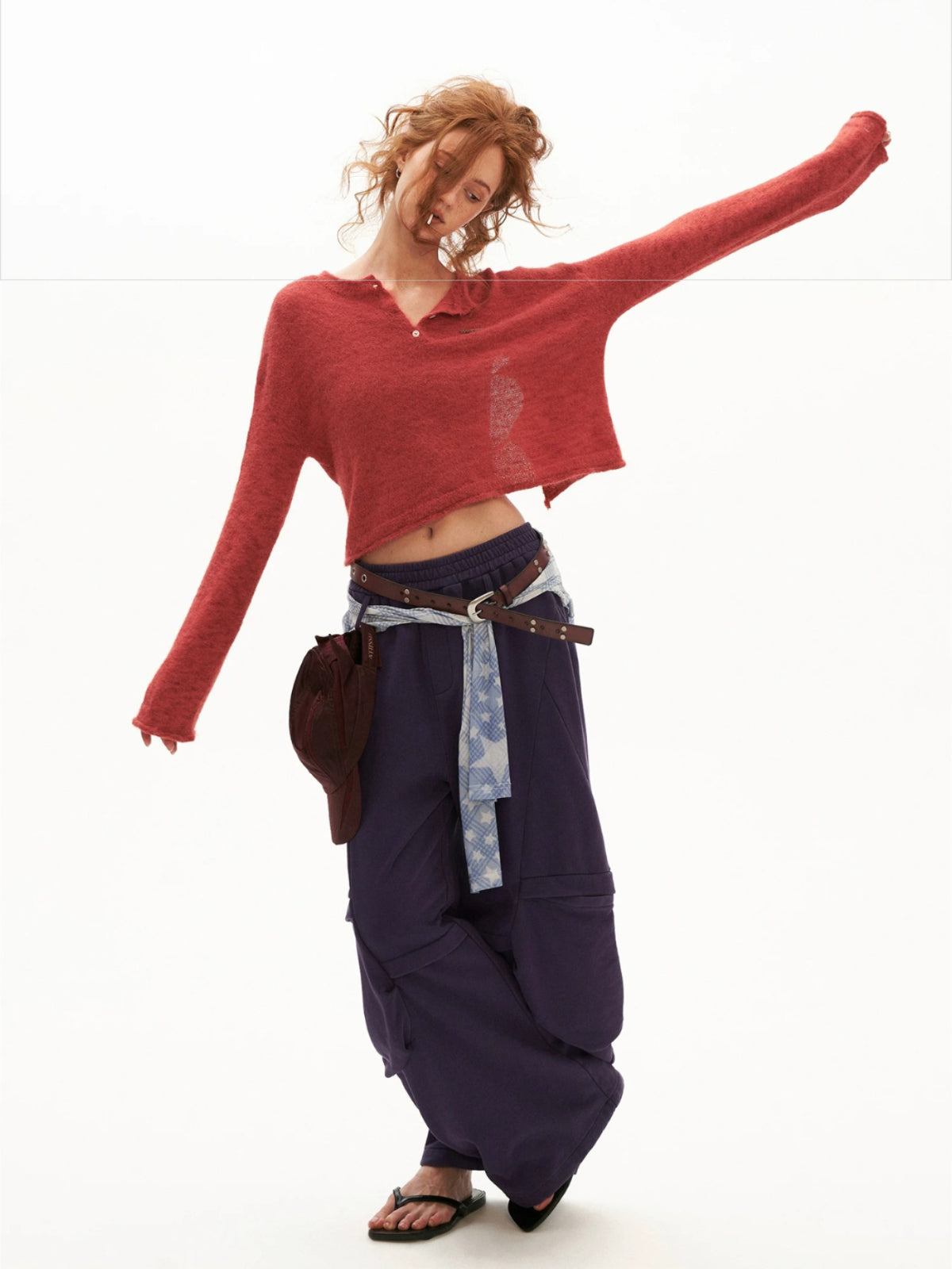 Mohair Open-Back Cropped Knit Sweater