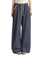 Plaid Folded Wide-Leg Pants