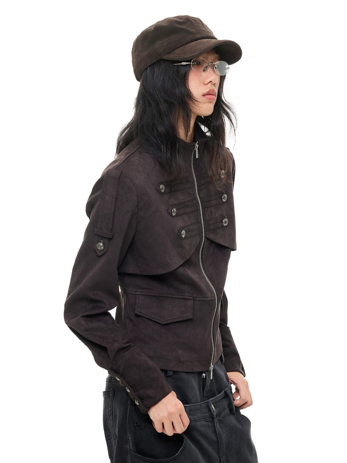 Vintage Suede Stand Collar Jacket