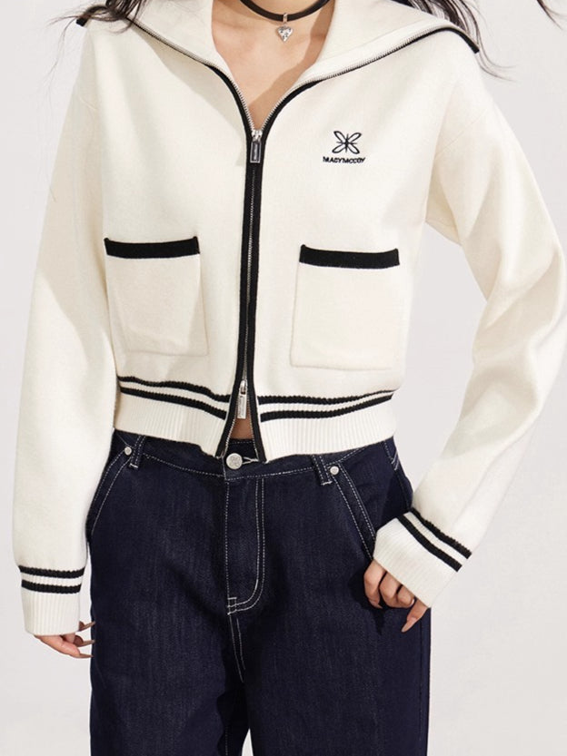 Off-white Contrast Knit Cardigan