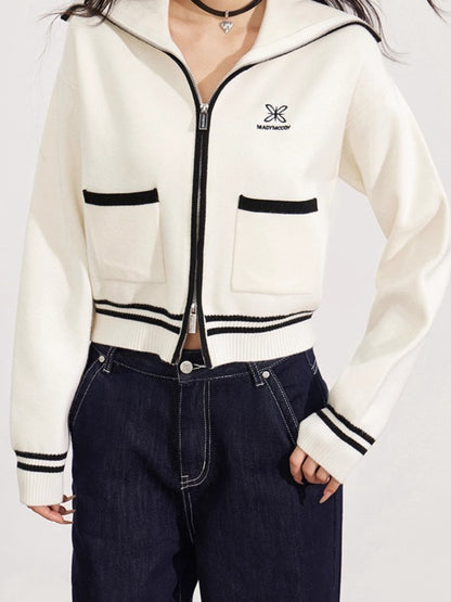 Off-white Contrast Knit Cardigan