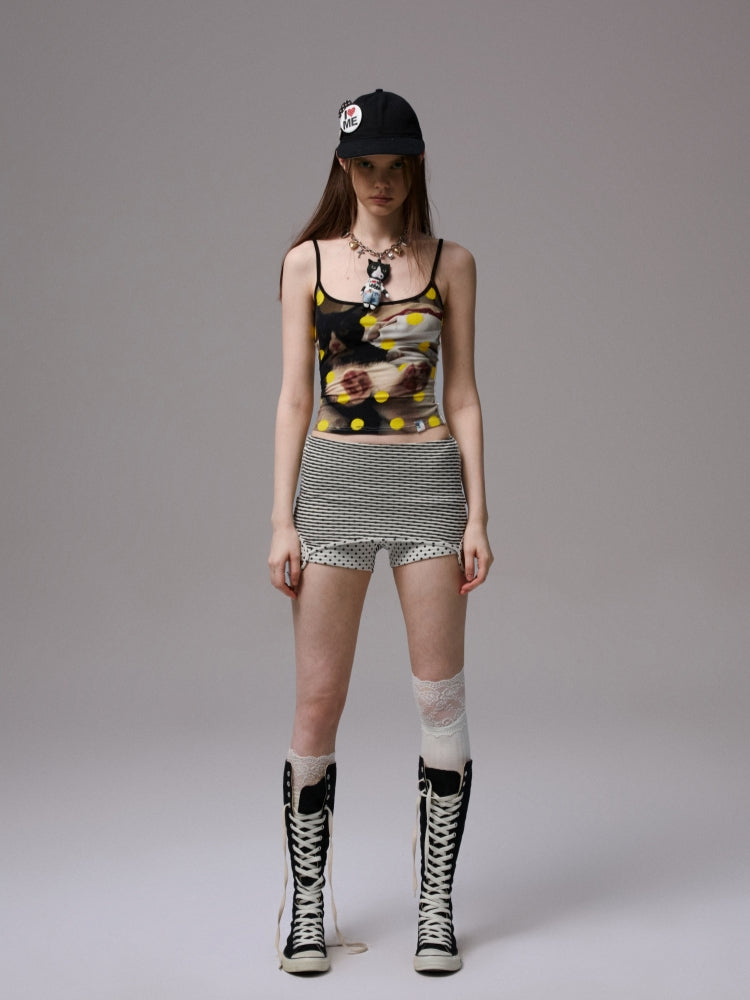 Polka Dot Cat Dog Color-Blocking Camisole