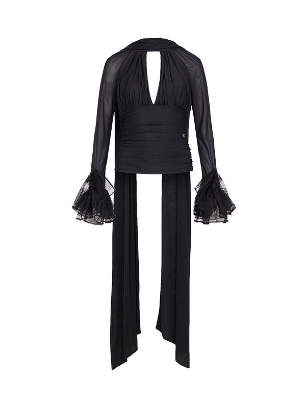 Nina Halter Neck V-neck Short Fitting Top