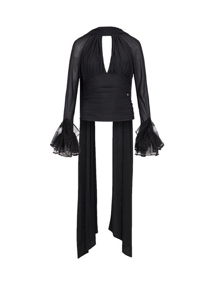 Nina Halter Neck V-neck Short Fitting Top