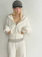 Cropped Hooded Sweatshirt Jacket