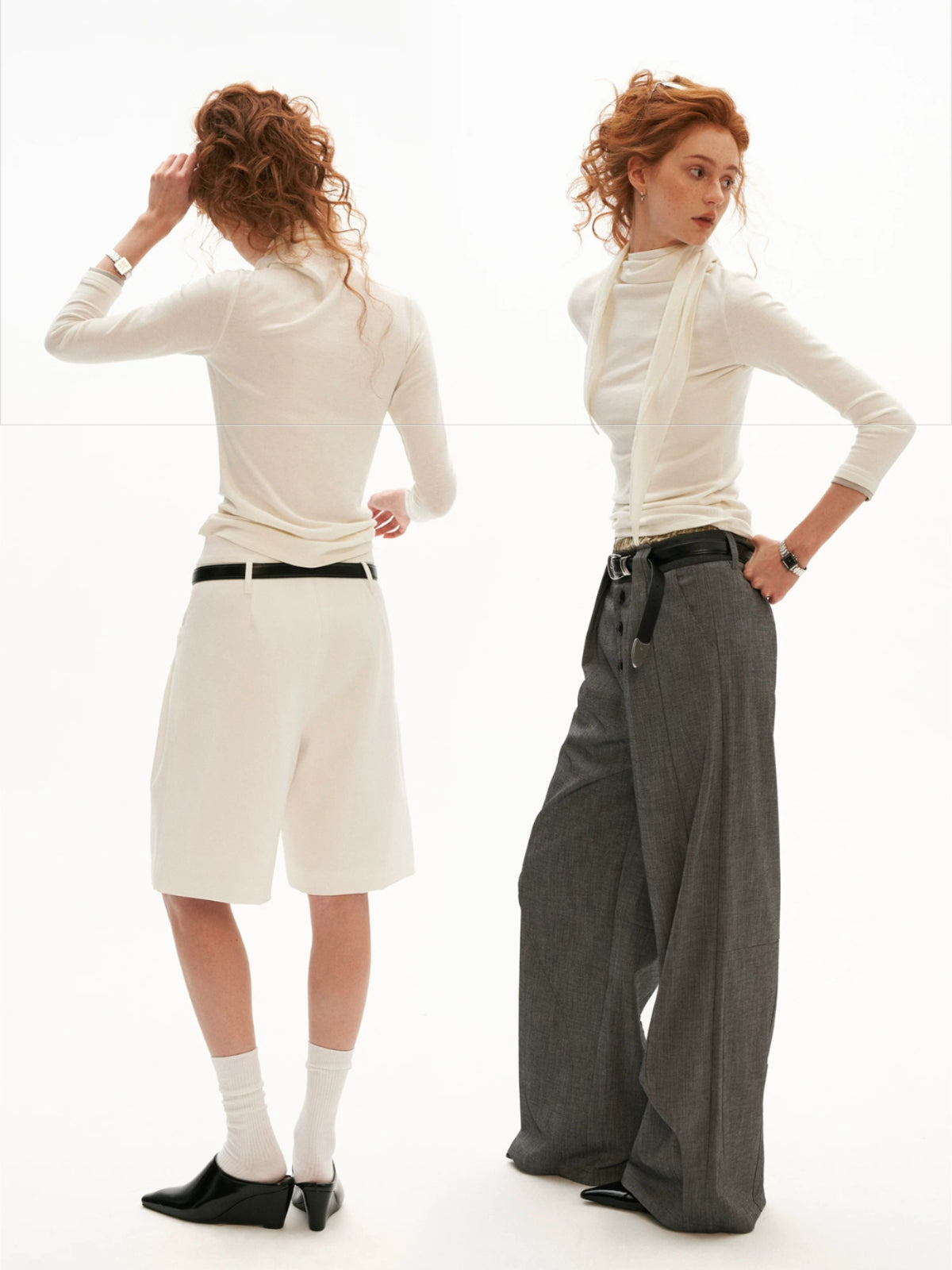 Soft Tie Neck Fitted Sleeve Top