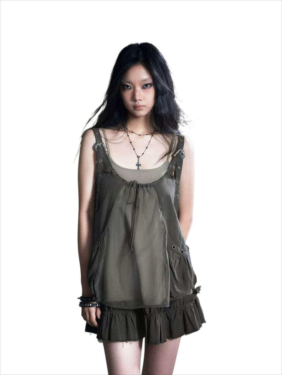 Layered Mesh Slip Dress