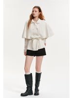 Layered Cape Belted Wool Coat