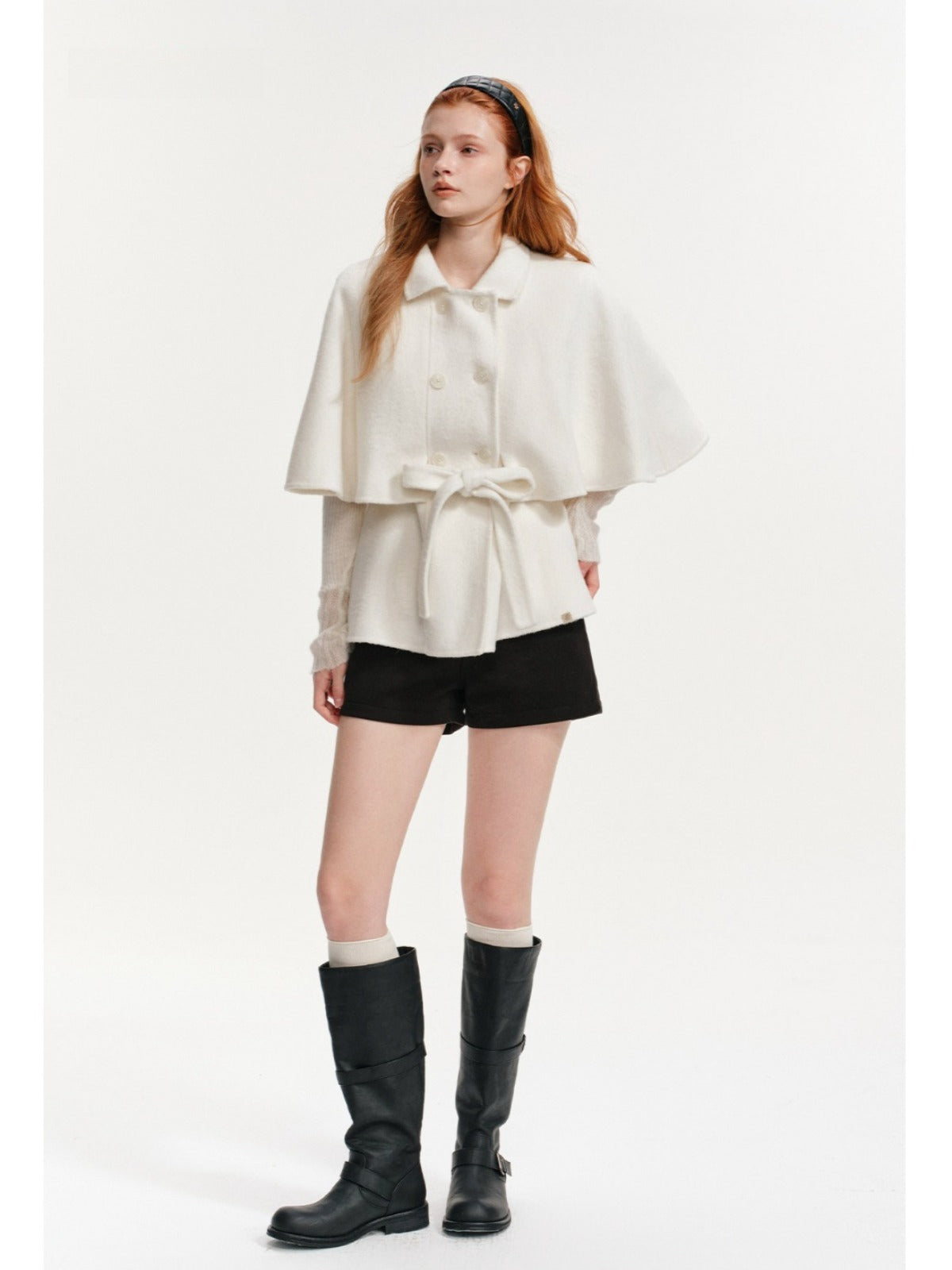 Layered Cape Belted Wool Coat