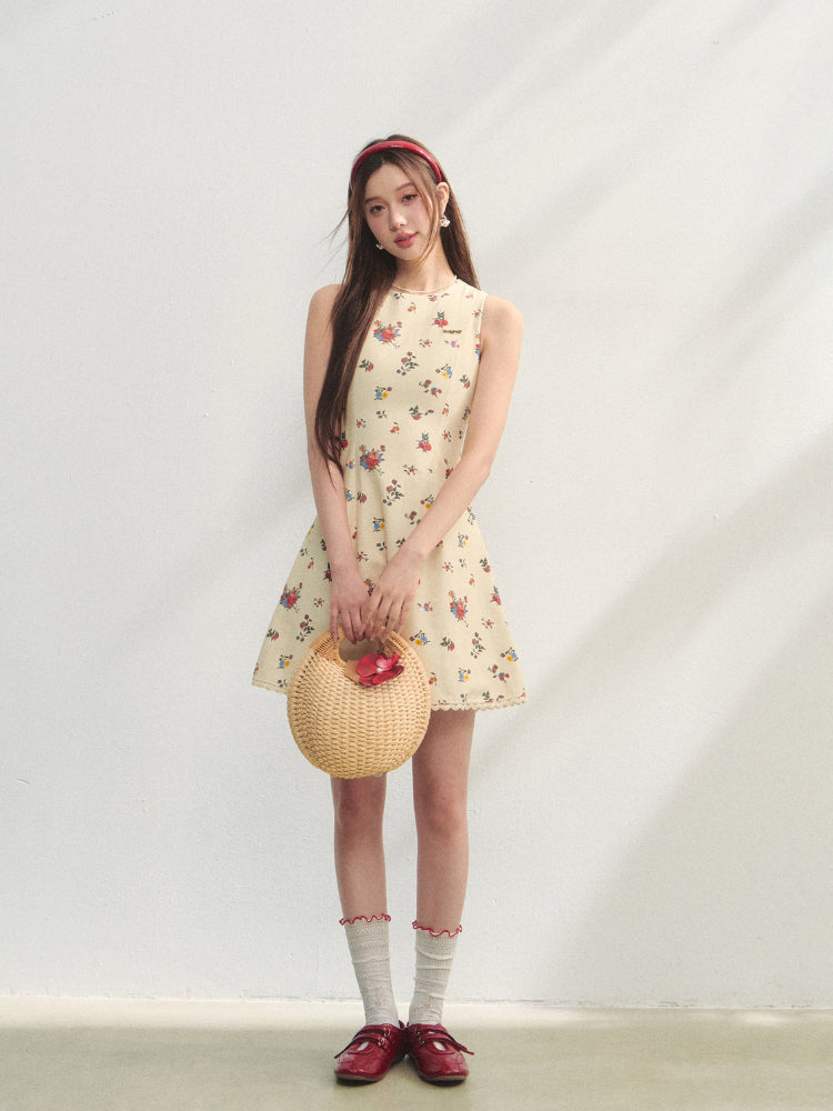 Flower Print Sleeveless Dress