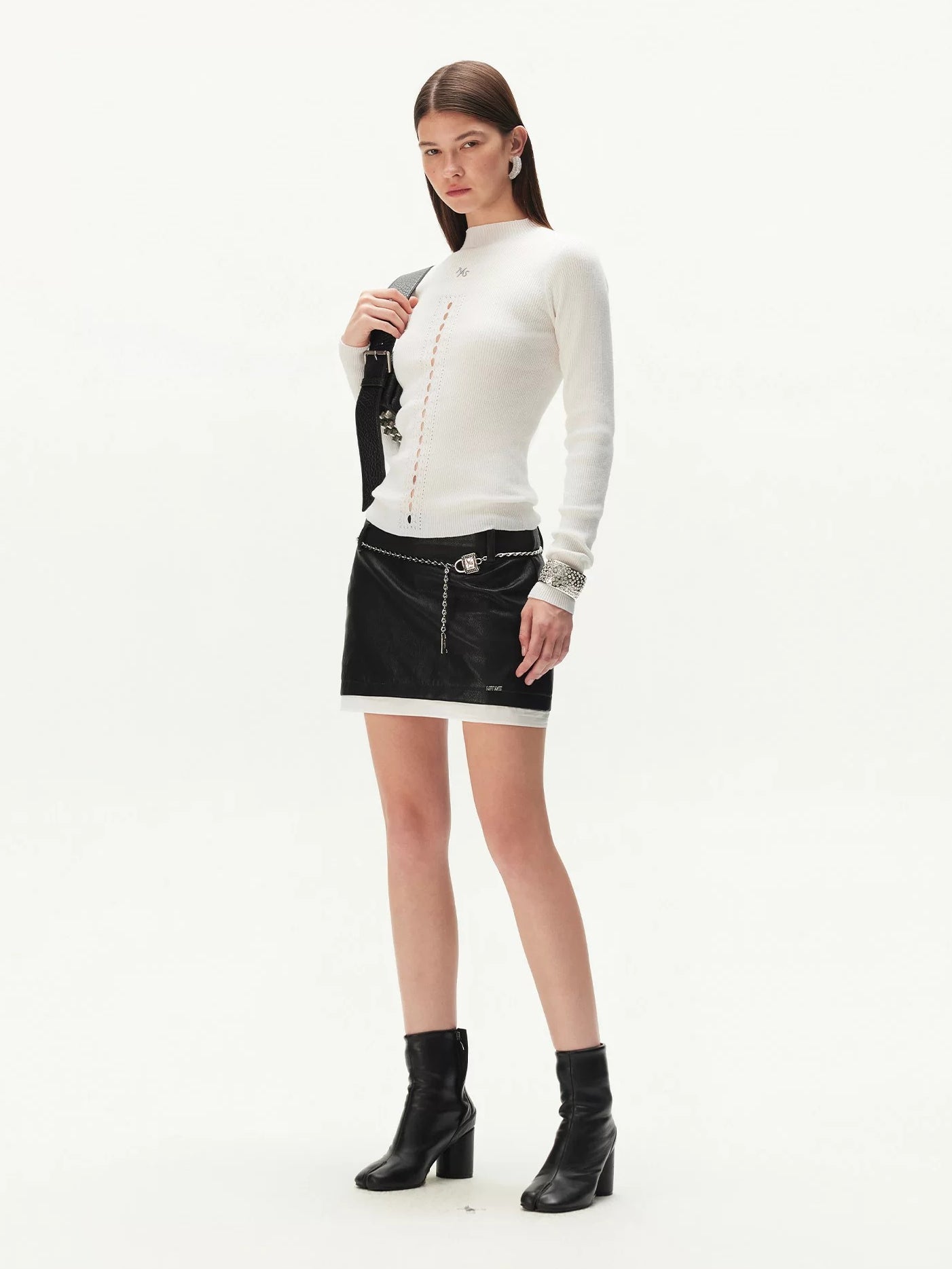 Ballet Cutout Ribbed Knit Top