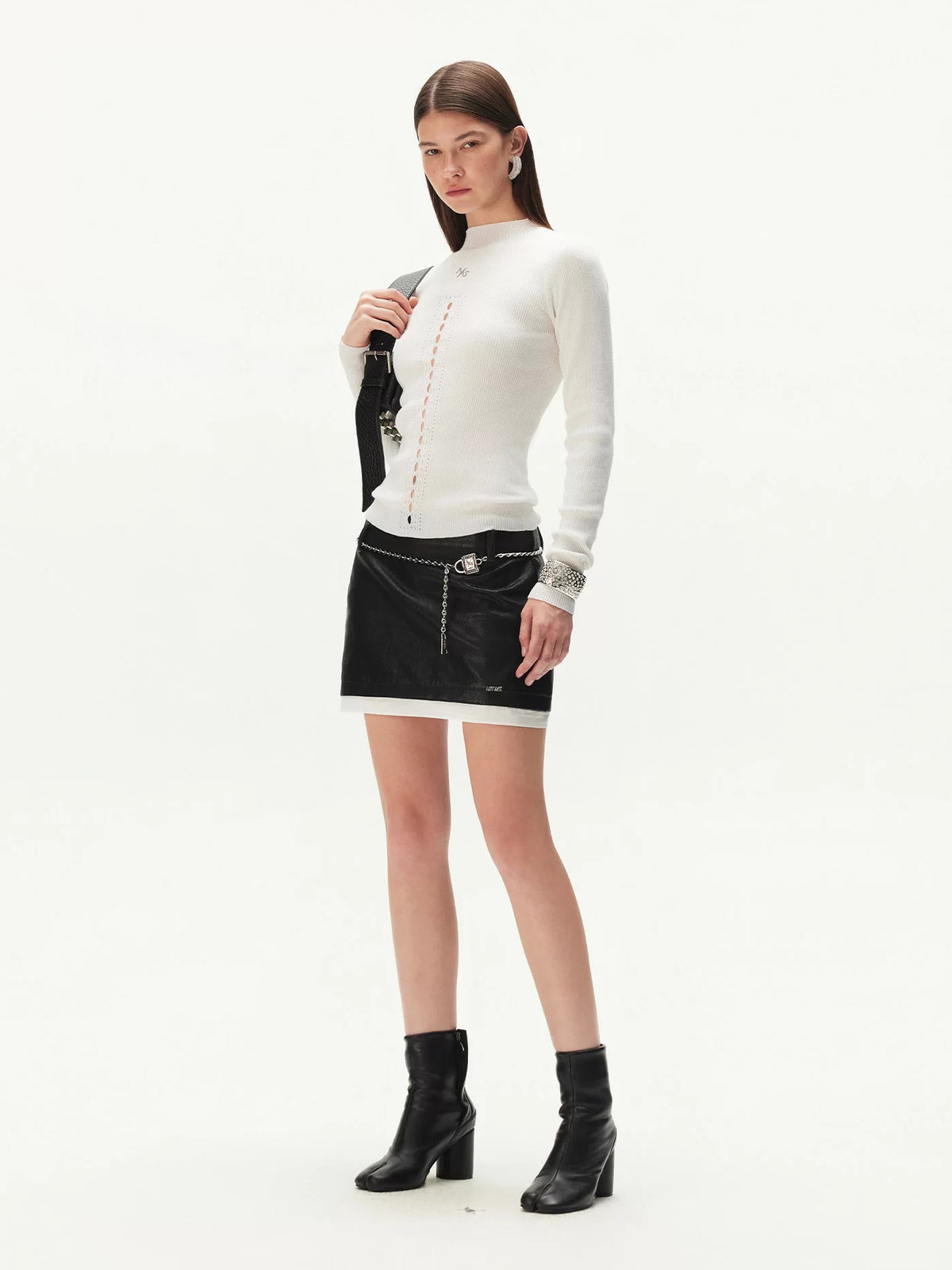 Ballet Cutout Ribbed Knit Top