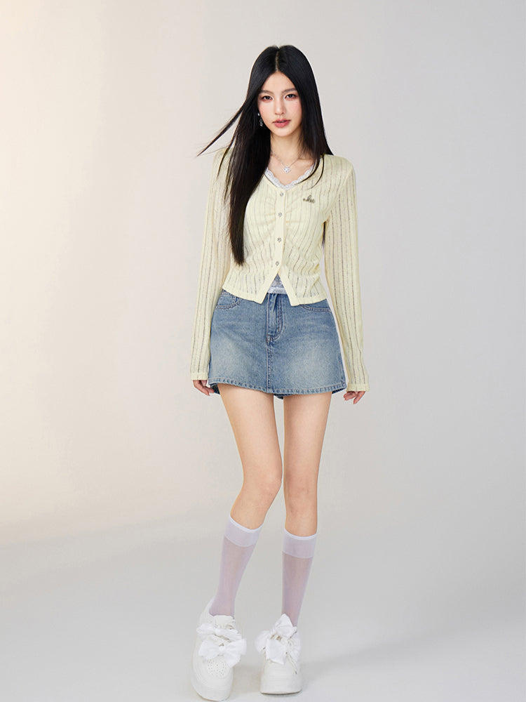 Lace Panel Knit Cardigan
