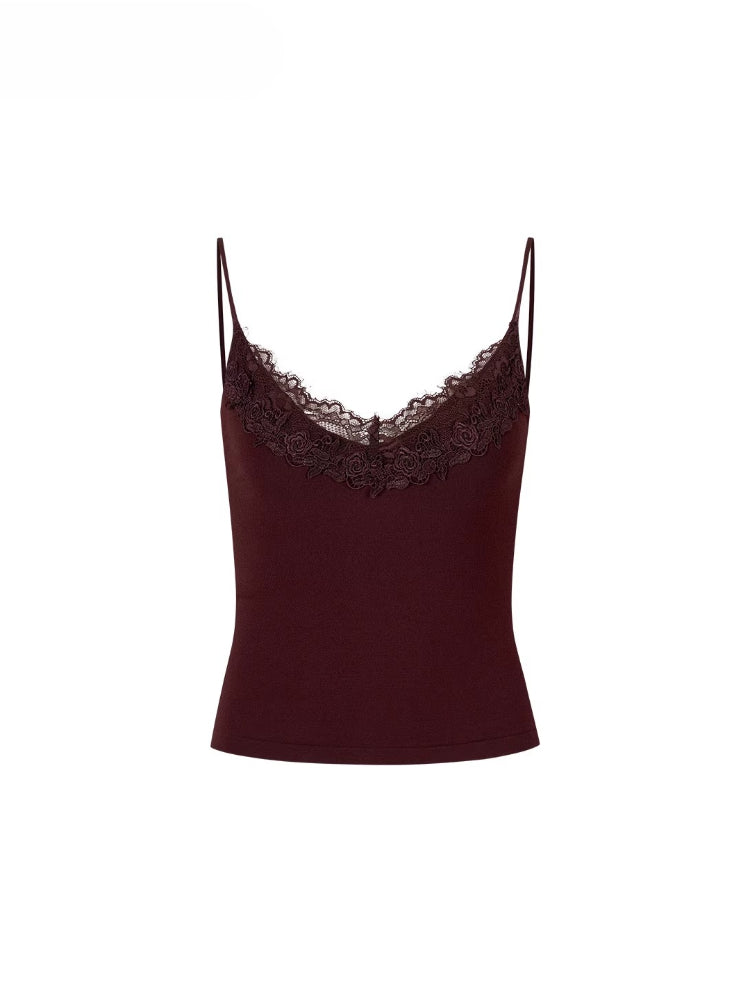 Lace Trim Cropped Cami Top