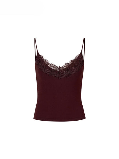 Lace Trim Cropped Cami Top