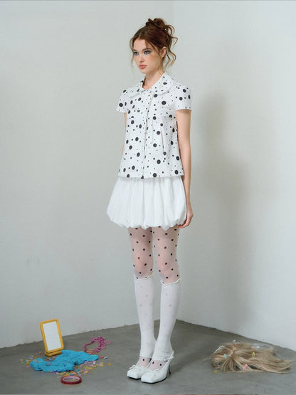 Polka Dot Puff Sleeve Blouse
