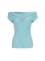 Layered Collar Off-Shoulder Knit Top