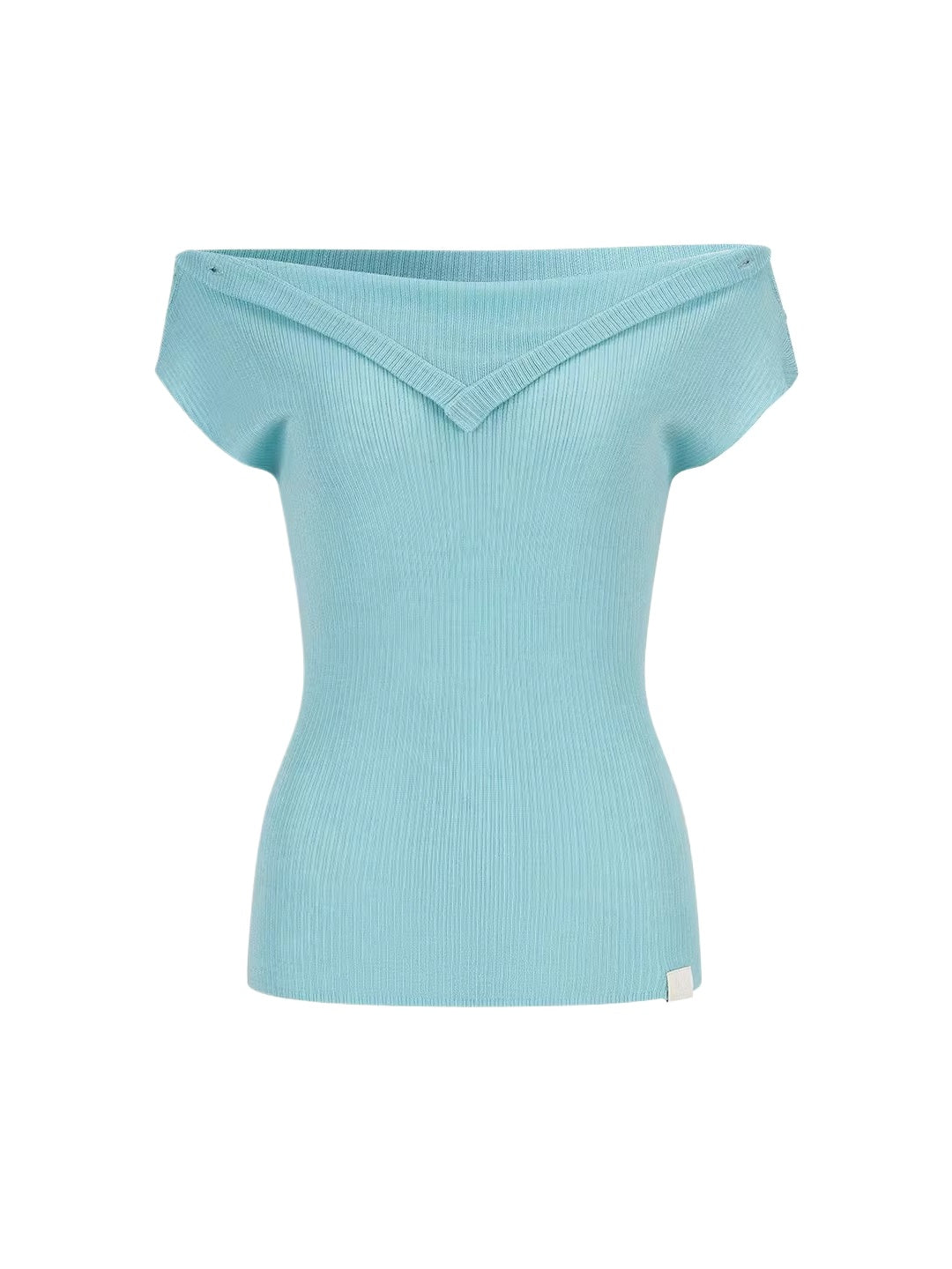 Layered Collar Off-Shoulder Knit Top