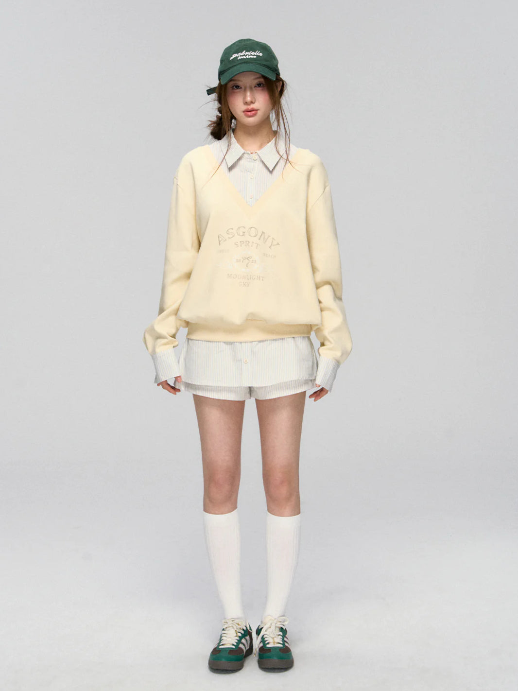 Yellow & Navy Collegiate Butterfly Sweatshirt & Skirt Set