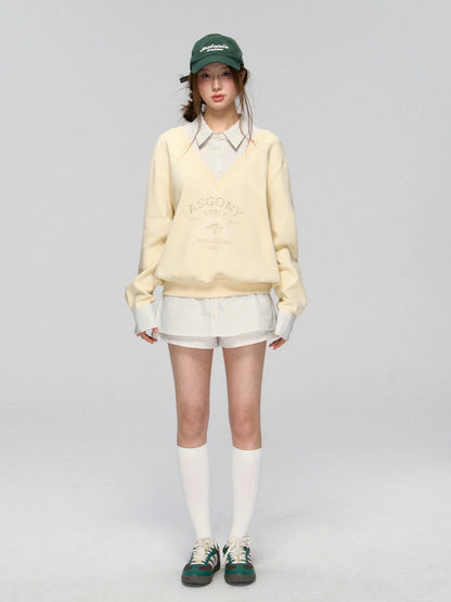 Yellow &amp; Navy Collegiate Butterfly Sweatshirt &amp; Skirt Set